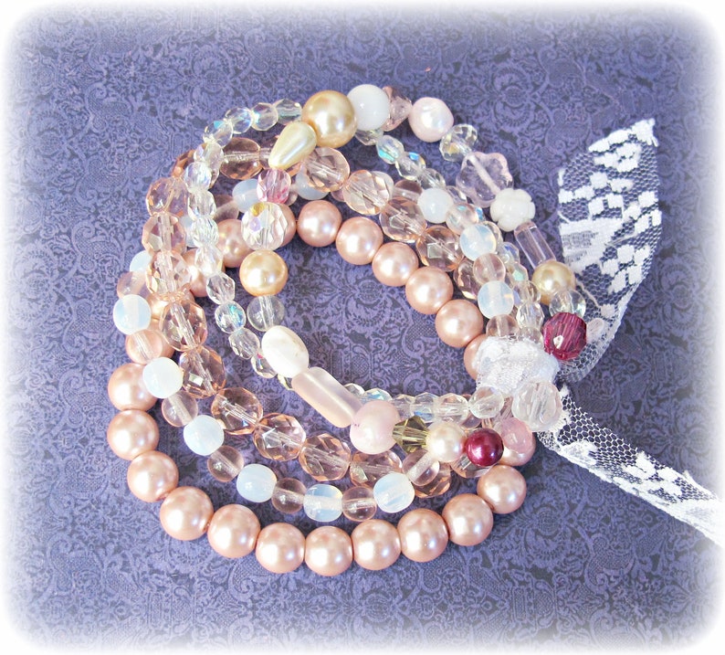 Olivia 3 Strand Pink Stretch Bracelet main image 1