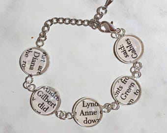 Anne of Green Gables Bracelet Jewellery Jewelry Tennis Style Shirley Gilbert Blythe Bookworm Gift For Women Her Bookish Silver