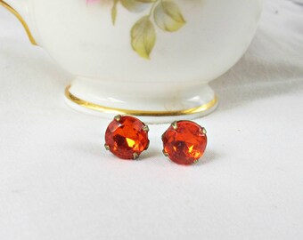 Orange Earrings Ear Studs Jewelry Vintage Glass Bridesmaid Earrings Round Glam It Up Jewellery For Women Sparkly Gift Teens Girls Birthday