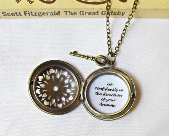 Inspirational Quote Locket Necklace Go Confidently in the