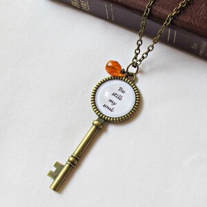 Christian Hymn Necklace Skeleton Key Quote Inspirational Jewellery Be Still My Soul How Great Thou Art Blessed Assurance Thou My Vision image 2