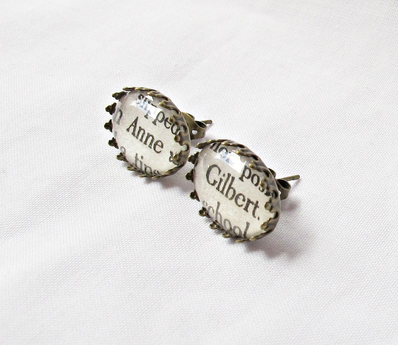 Anne of Green Gables Earrings Ear Studs Jewelry Anne Shirley Gilbert Blythe Mismatched Bookworm Gift Literary Bookish For Women image 3