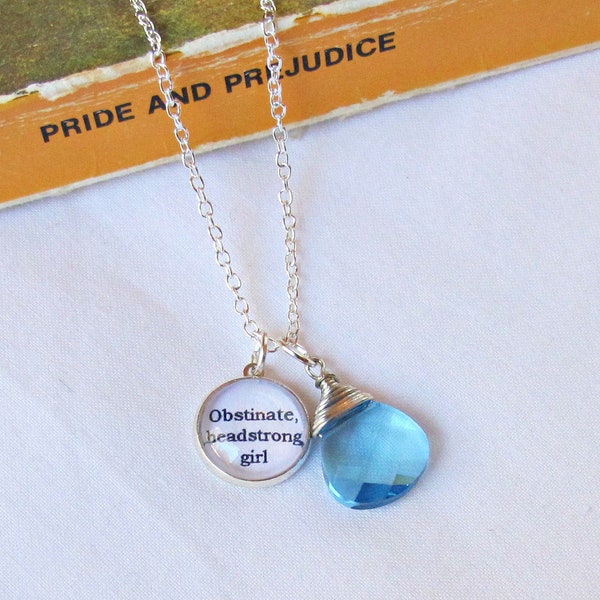 Collier Jane Austen bijoux en cristal Swarovski bijoux Orgueil et préjugés obstiné fille entêtée argent rat de bibliothèque pour femme pendentif