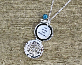 Trisomy 21 Quote Locket Necklace Down Syndrome Jewellery Love Doesn't Count Chromosomes Gift For Women Awareness Inclusion Monosomy