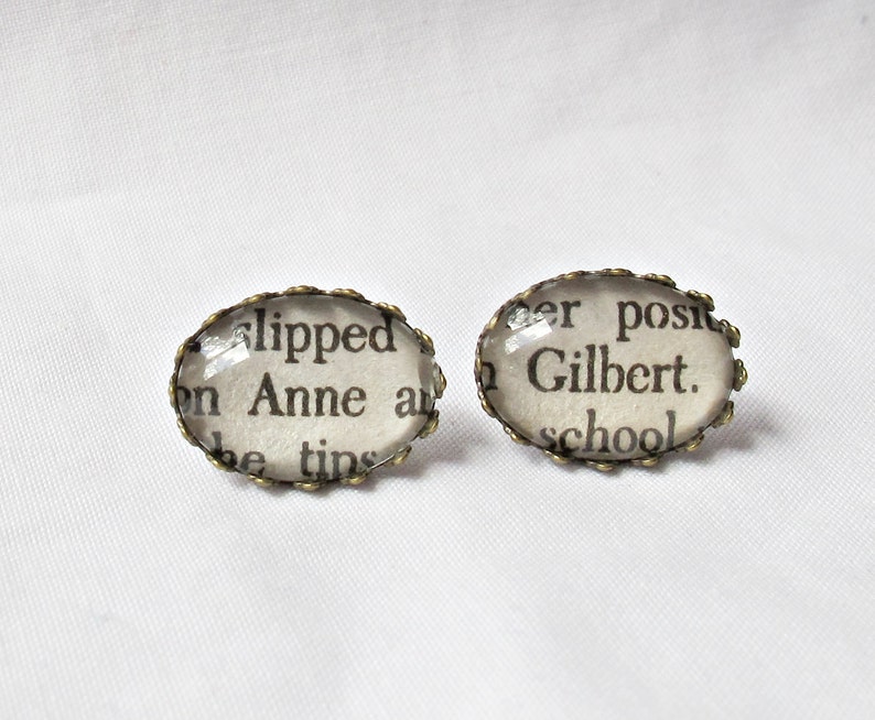 Anne of Green Gables Earrings Ear Studs Jewelry Anne Shirley Gilbert Blythe Mismatched Bookworm Gift Literary Bookish For Women image 1