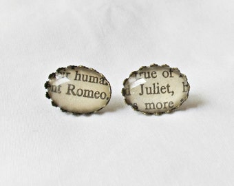 Romeo and Juliet Shakespeare Earrings Jewelry Ear Studs Literature For Women Bookworm Gift Bookish Jewellery Bookish Mismatched Gift