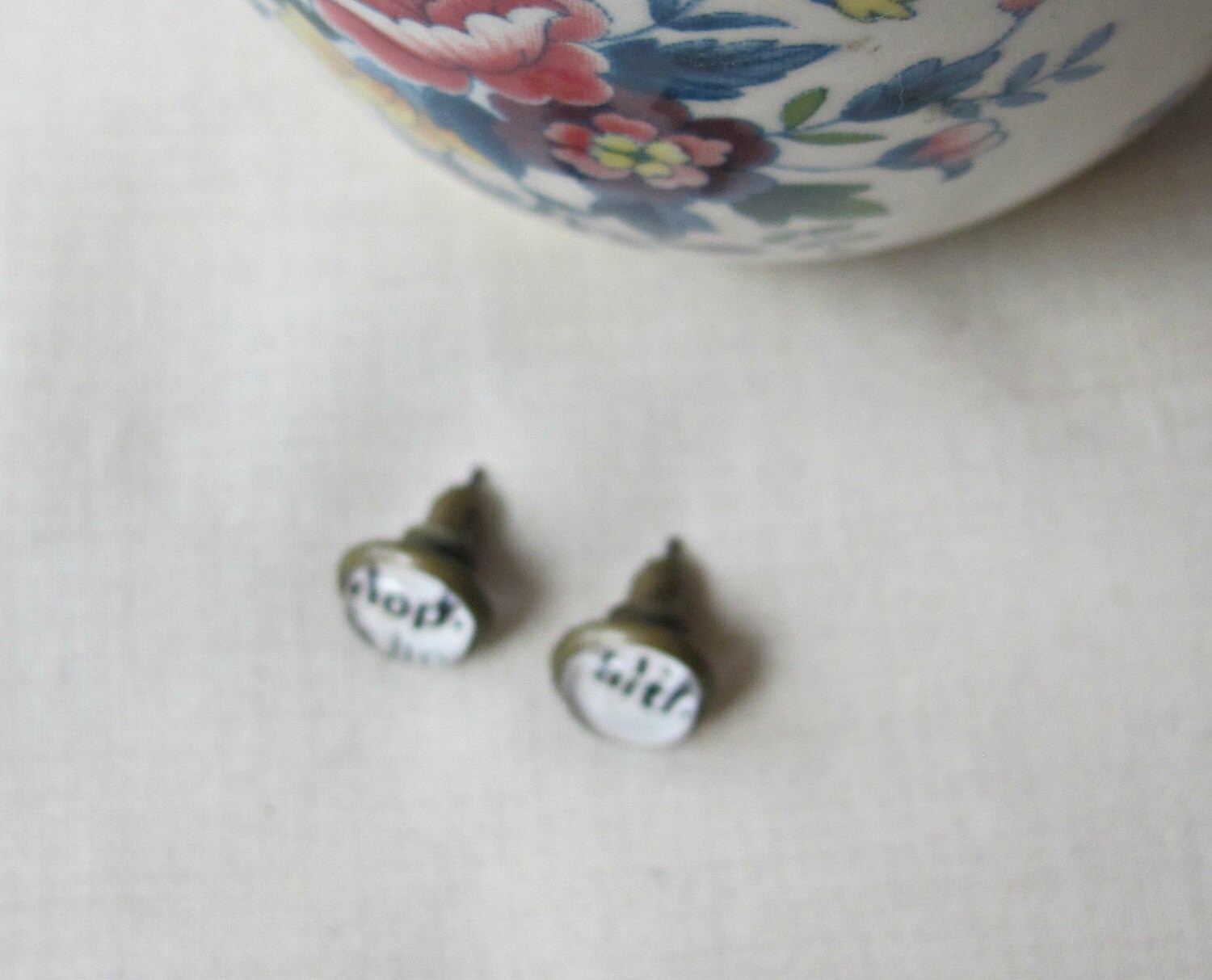 Yes No Earrings Ear Studs. Post Typography Dictionary Text Book Page