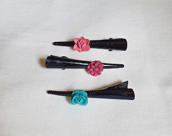 Floral Hair Clip Set Alligator Clip For Girls Flower Accessories For Her Kids Pink Blue Gifts Party Favors Favours