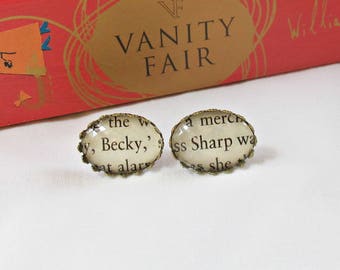 RESERVED Vanity Fair Earrings Ear Studs Jewellery Jewelry Becky Sharp William Makepeace Thackeray Bookworm Gift For Women Librarian Books