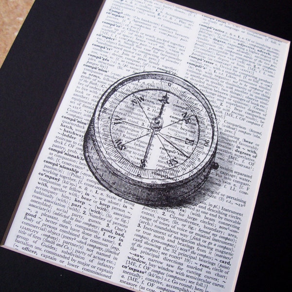 Art Print. Compass. Vintage Dictionary Page. Art by dspdavey on Etsy Repurposed Upcycled Book