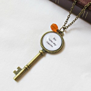 Christian Hymn Necklace Skeleton Key Quote Inspirational Jewellery Be Still My Soul How Great Thou Art Blessed Assurance Thou My Vision image 5
