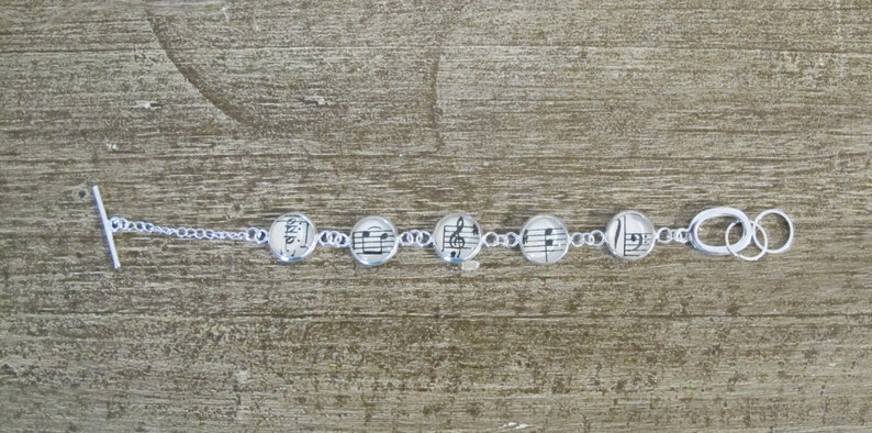 Music Bracelet Gift Jewelry Vintage Sheet Jewellery Musician Musical Notes Treble Clef Bass For Women Silver Tennis Round Handmade