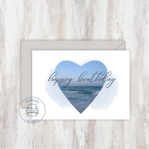 Geburtstagskarte Ozean | Schlichte Geburtstagskarte Happy Birthday mit blauem Ozean Motiv
