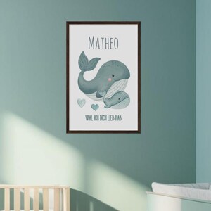 Personalisiertes Poster Geburt - Meilenstein Poster *Wal ich dich lieb hab* | Geburtsgeschenk Mama Baby Kinderzimmer | Geburtstag | Taufe