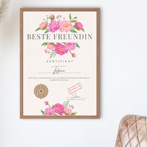 Personalizado | Certificado - Melhor Amigo | Presente | Presente de aniversário | Certificado Melhor Amigo | Presente de última hora | Arquivo digital
