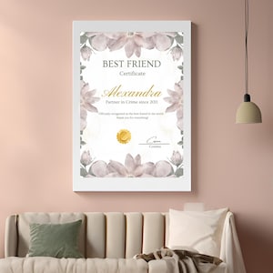 Personalized | Certificate - Best Friend | Gift | Christmas Gift | Certificate for Best Friend | Last Minute Gift | Digital File