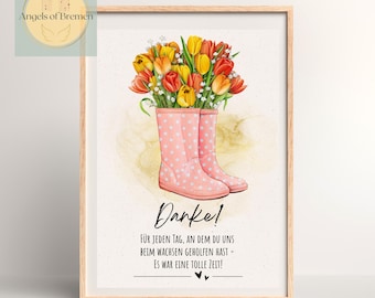 Farewell gift for a childcare worker, daycare provider, kindergarten teacher, nursery teacher, or school teacher | Flowers | Gift idea | Last-minute thank you gift | PDF instant download