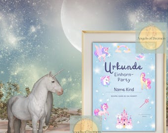 Unicorn Birthday Certificate 1 | Horses | Unicorn Party | Treasure Hunt | Children's Participation Certificate | Ideas for Guest Gifts | Girl's Birthday