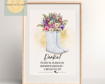 Farewell gift for a childcare worker, daycare provider, kindergarten teacher, nursery teacher, or school teacher | Flowers | Gift idea | Last-minute thank you gift | PDF instant download