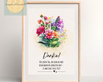 Farewell gift for a childcare worker, daycare provider, kindergarten teacher, nursery teacher, or school teacher | Flowers | Gift idea | Last-minute thank you gift | PDF instant download