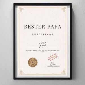 Personalizado | Regalo para papá | Día del padre | Embarazo | Regalo para papá |  Certificado Mejor Papá | Regalo de último minuto | Regalo para el abuelo