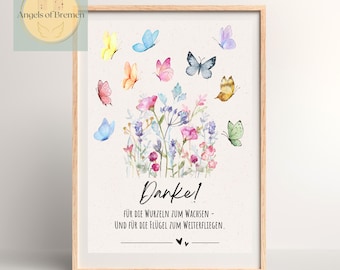 Farewell gift for a childcare worker, daycare provider, kindergarten teacher, nursery teacher, or school teacher | Flowers | Gift idea | Last-minute thank you gift | PDF instant download