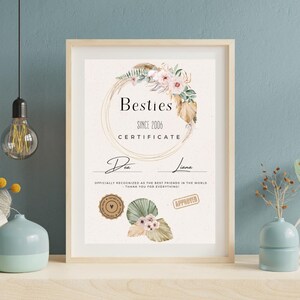 Personalized | Certificate - Best Friend | Gift | Christmas Gift | Certificate for Best Friend | Last Minute Gift | Digital File
