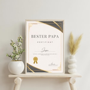 Personalizado | Regalo para papá | Día del padre | Embarazo | Regalo para papá |  Certificado Mejor Papá | Regalo de último minuto | Regalo para el abuelo