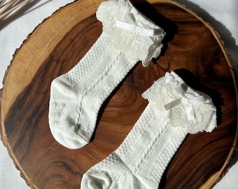 Double Layered Lace Knee High Socks  l  Baby girl knee high socks