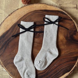 String Bow Knee High Socks  l  Baby girl knee high socks l Knee High Socks with Ribbon