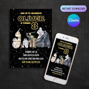 Star Wars Birthday Invitation: Darth Vader Evite (Canva Template)