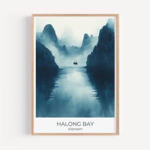 Halong Bay Travel Poster | Vietnam Travel Wall Art | Peaceful Southeast Asia Decor