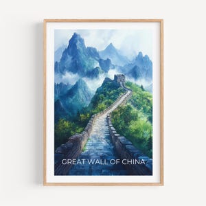 Great Wall of China Travel Poster | Watercolor Wall Art | Historic China Print | Asian Decor Art | Home Decor | Travel Print