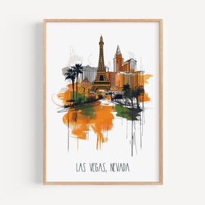 Las Vegas Skyline Wall Art | American Travel Print | Nevada Line Art | Las Vegas Strip Decor | United States | Gift Idea