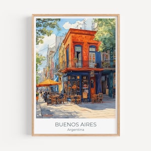 La Boca Buenos Aires Travel Poster | Argentina Travel Wall Art | Vibrant Cityscape Decor