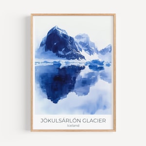 Perito Moreno Travel Poster | Argentina Wall Decor | Majestic Patagonia Glacier Landscape Print | Serene Blue Travel Art & Glacier Poster