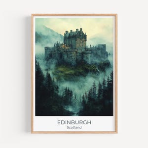 Edinburgh Scotland Wall Art | Watercolor Travel Poster | Witchery Castle Art | Edinburgh Print | Home Decor