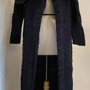 ロングダスターチャンキーブラックニットカーディガン