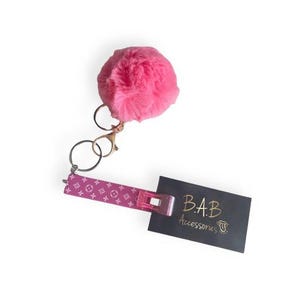 Roze designer kaarthouder sleutelhanger