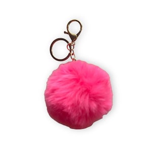 Hot Pink Pom Pom Keychain
