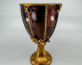 Vintage Croscill Mercer Toothbrush Holder, Individually Hand Painted with Regal Gold Trim, 5.5&quot; Tall