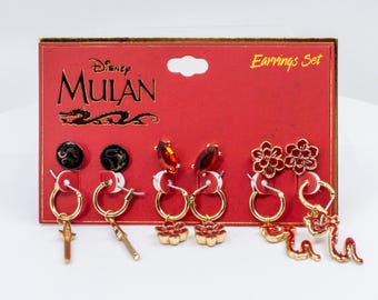 Mulan Inspired Stud & Hoop Earring Set