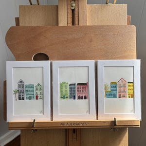 Original Rainbow Row, Charleston SC Watercolor in 3 Parts