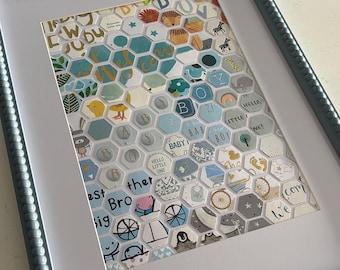 Bespoke Card Collage - Handmade Hexagon Keepsake Art