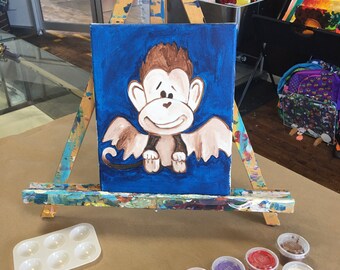 Pre drawn canvas painting kit flying monkey