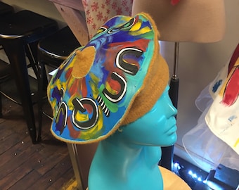 Unique and Bold artist beret hand painted