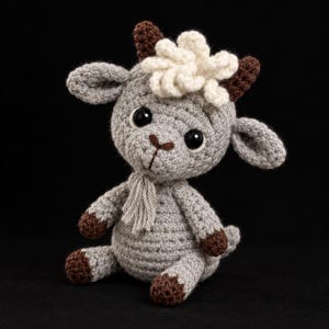 Easy Little Goat Crochet Pattern, Amigurumi Mini Goat with Curly Hair and Beard (PDF)