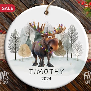 Personalized Name Ornament for Kid Christmas Ornament Gift Christmas Ornament Keepsake Moose Christmas Ornament, Kid&#39;s Christmas Ornament