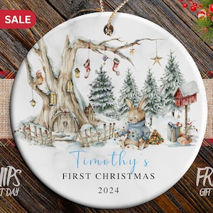 Baby&#39;s First Christmas Ornament - Personalized First Christmas Boy Ornament - Custom Baby Boy Ornament 2024