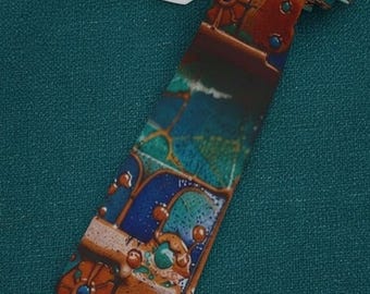 Krawat z nadrukiem celadynowym Pottery Craft, wyjątkowy męski dodatek modowy